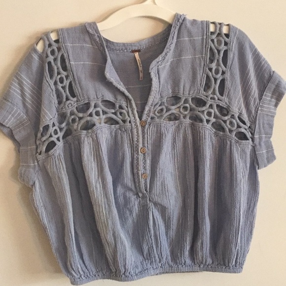 Free People Cedar Lace Blue Pullover Top - Picture 5 of 11